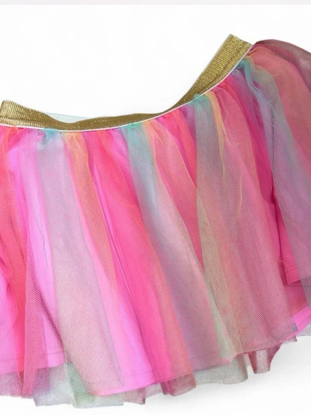Girls Rainbow Ombre Mermaid One-Piece Swimsuit with Tulle Skirt